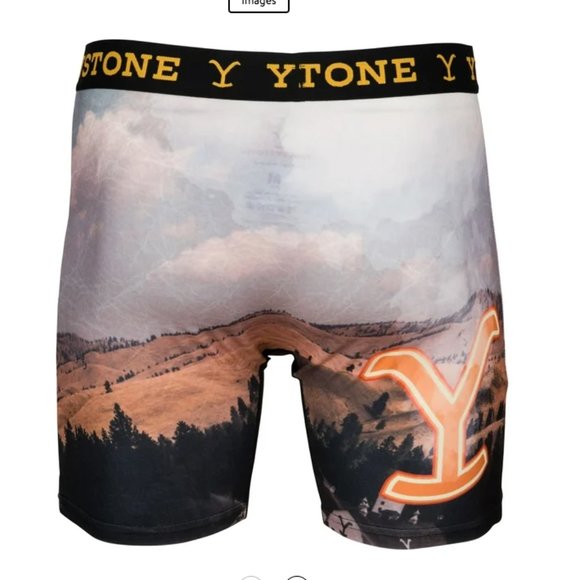 NWT Men's Yellowstone Boxer Briefs Size Medium Smokey Landscape Print with Logo - Picture 8 of 13